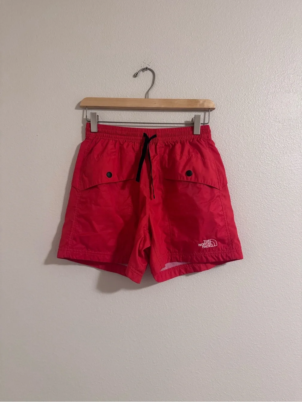 The North Face Bright Red Shorts with Black Drawstring